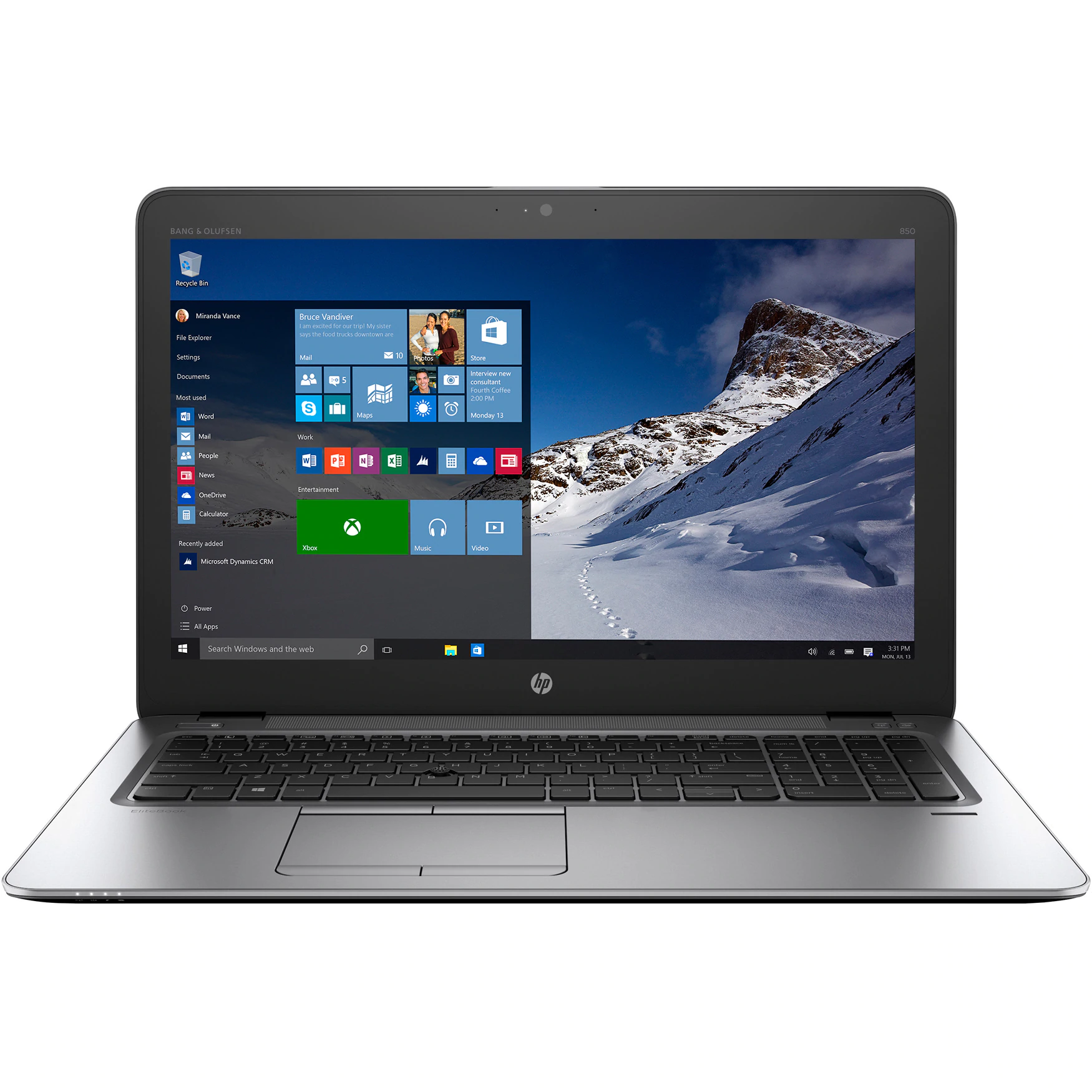 Laptop HP ELITEBOOK 840 G4, Intel Core i7-7600U, 2.80 GHz, HDD: 256 GB, RAM: 8 GB, video: Intel HD Graphics 620, webcam