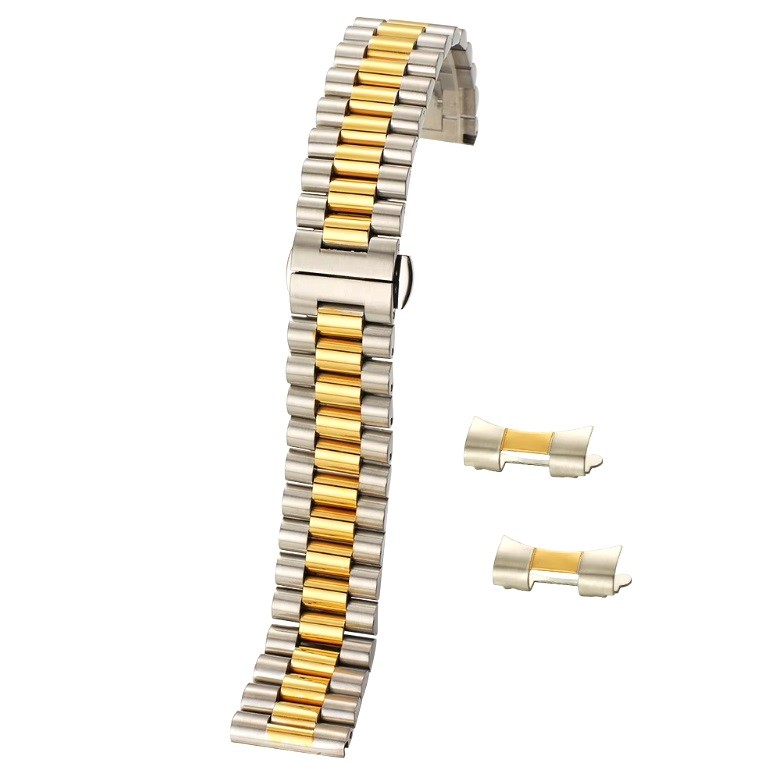 Bratara ceas neagra cu auriu 18mm WZ1454