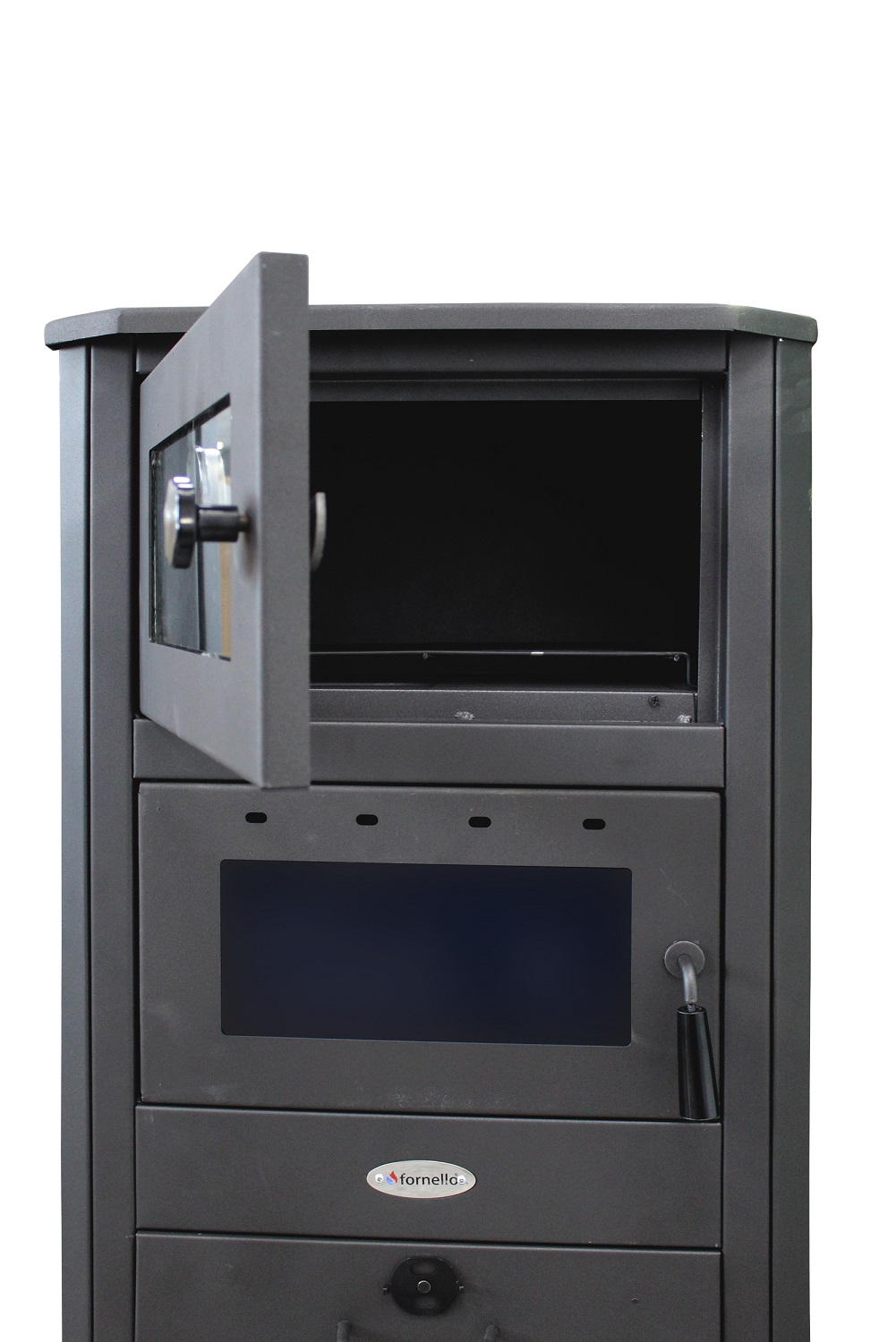 Pachet incalzire si apa calda pentru 2 camere Termosemineu pe lemne brichete si carbune Fornello MILANO E 24 KW cuptor Ivory 580x560x1060 mm boiler termoelectric 100l teava vas expansiune pompa circulatie calorifere kit evacuare si fitingu