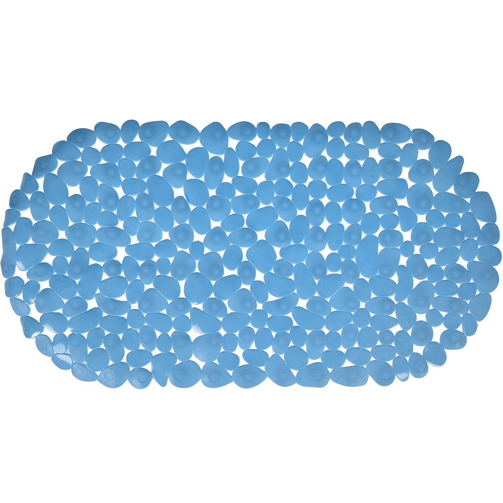Covoras de baie antiderapant MSV Stone, PVC, bleu, 68x35 cm