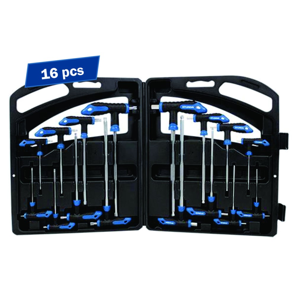 Set 16 chei Hyundai HY-59551, 8 HEX + 8 TORX maner T