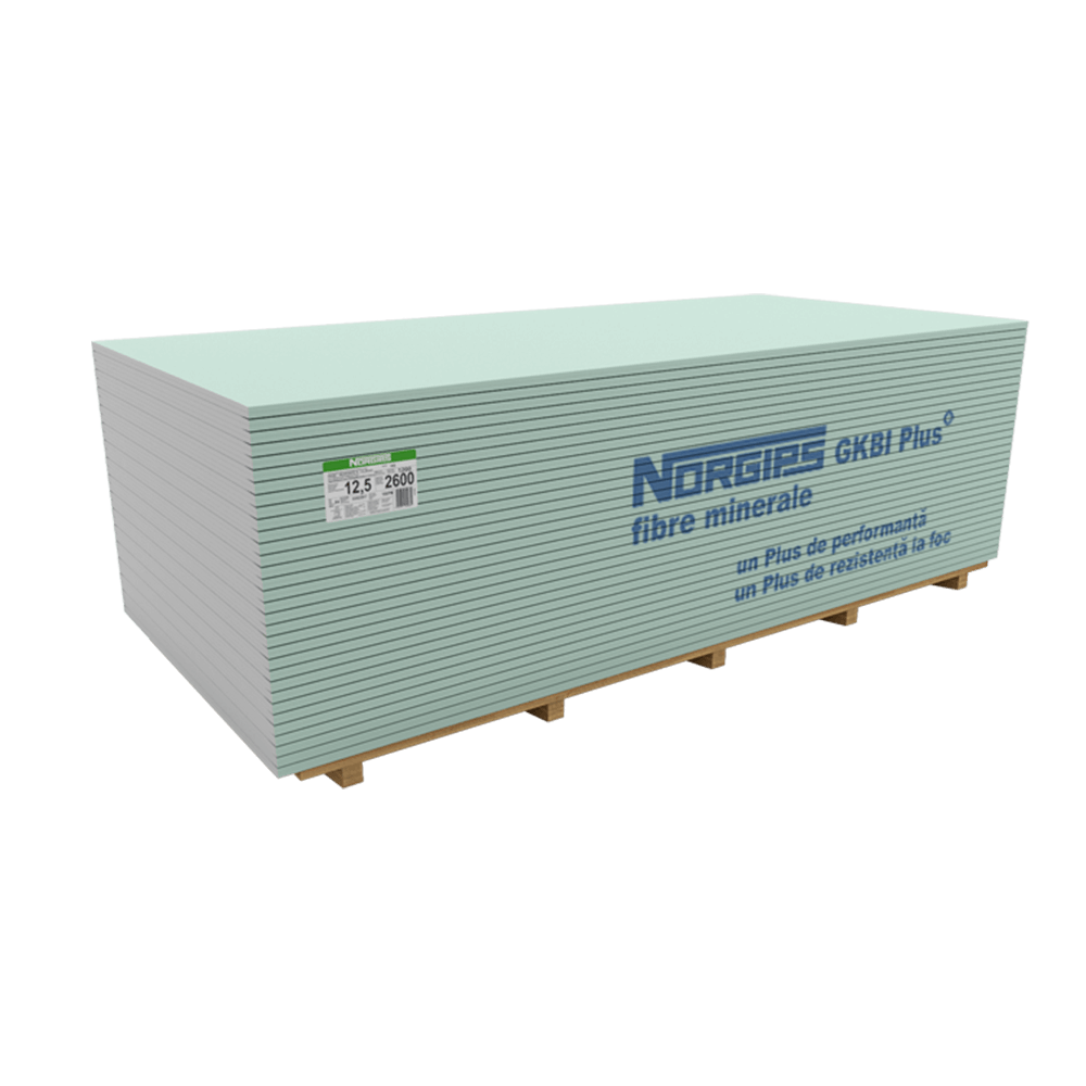 Placa gips carton Norgips GKBI Plus, 12.5 x 2600 x 1200 mm