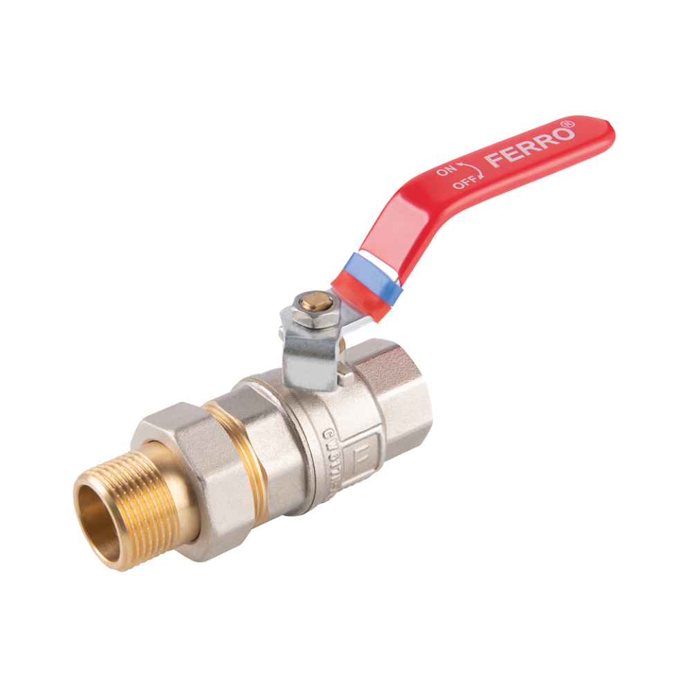 Robinet cu bila si olandez Ferro KFPS31, filet interior-exterior, alama, maner levier, 1