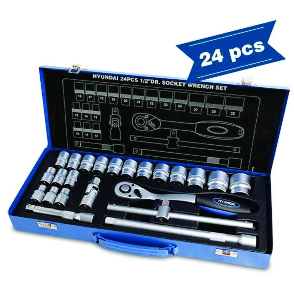 Set chei tubulare 1/2 Hyundai HY-59672, 24 piese