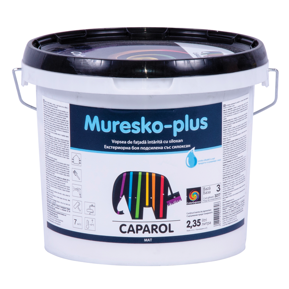 Baza de colorare Caparol Muresko Plus B3, exterior, alb, 2.35 l