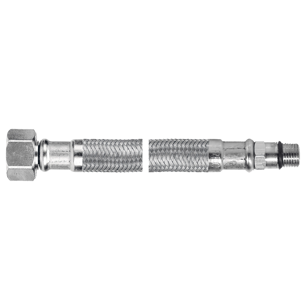 Racord flexibil cu capat scurt Ferro WBS18 3/8 inch x M10 x 1, otel inoxidabil, 60 cm