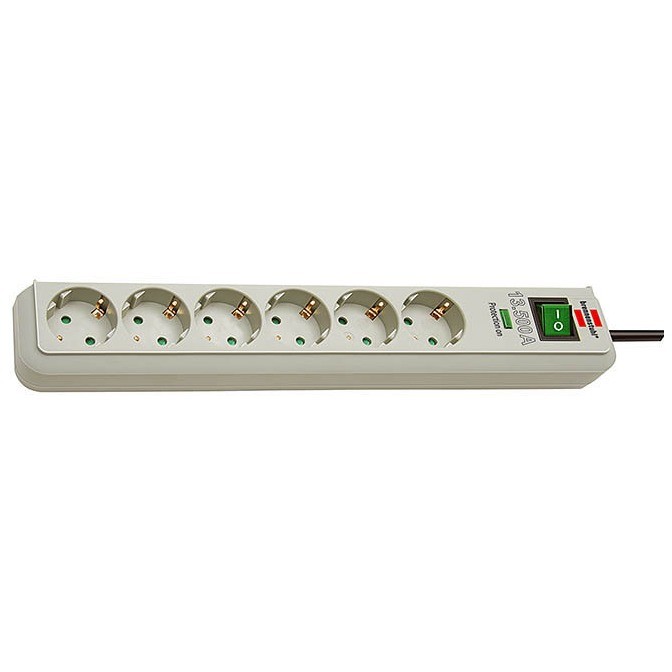 Prelungitor cu intrerupator 141887 ECO-Line 6 prize 1.5m gri