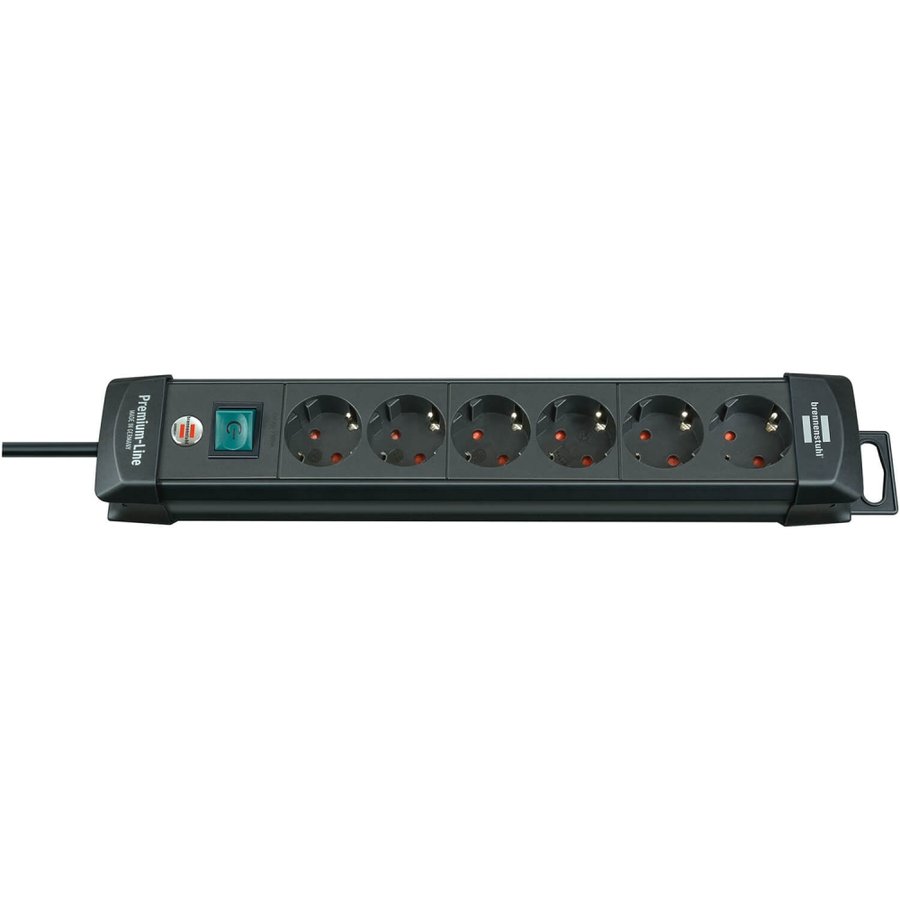 Prelungitor cu intrerupator 154785 Premium-Line 6 prize 3m negru