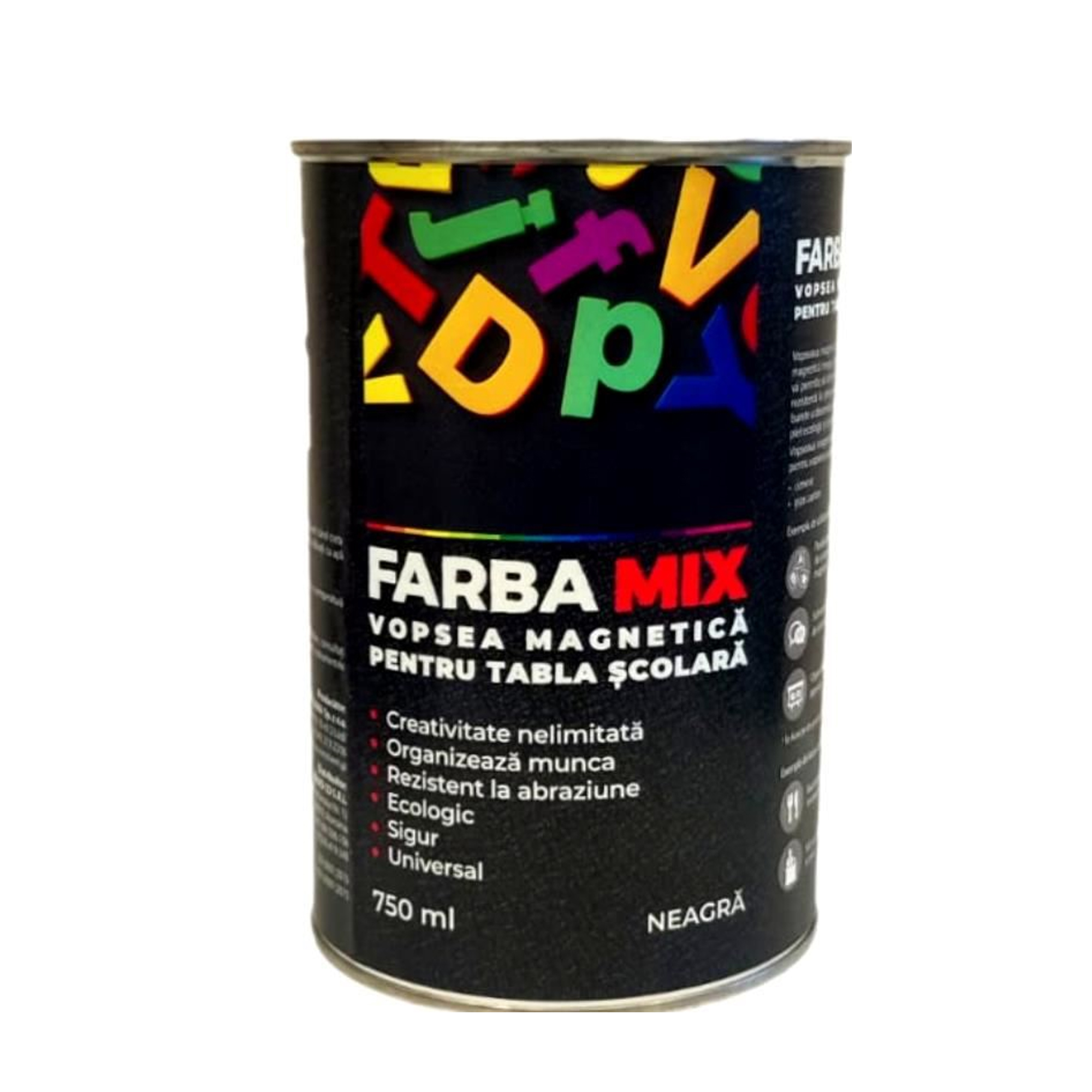 Vopsea cu proprietati magnetice Farba Mix negru, 750 ml