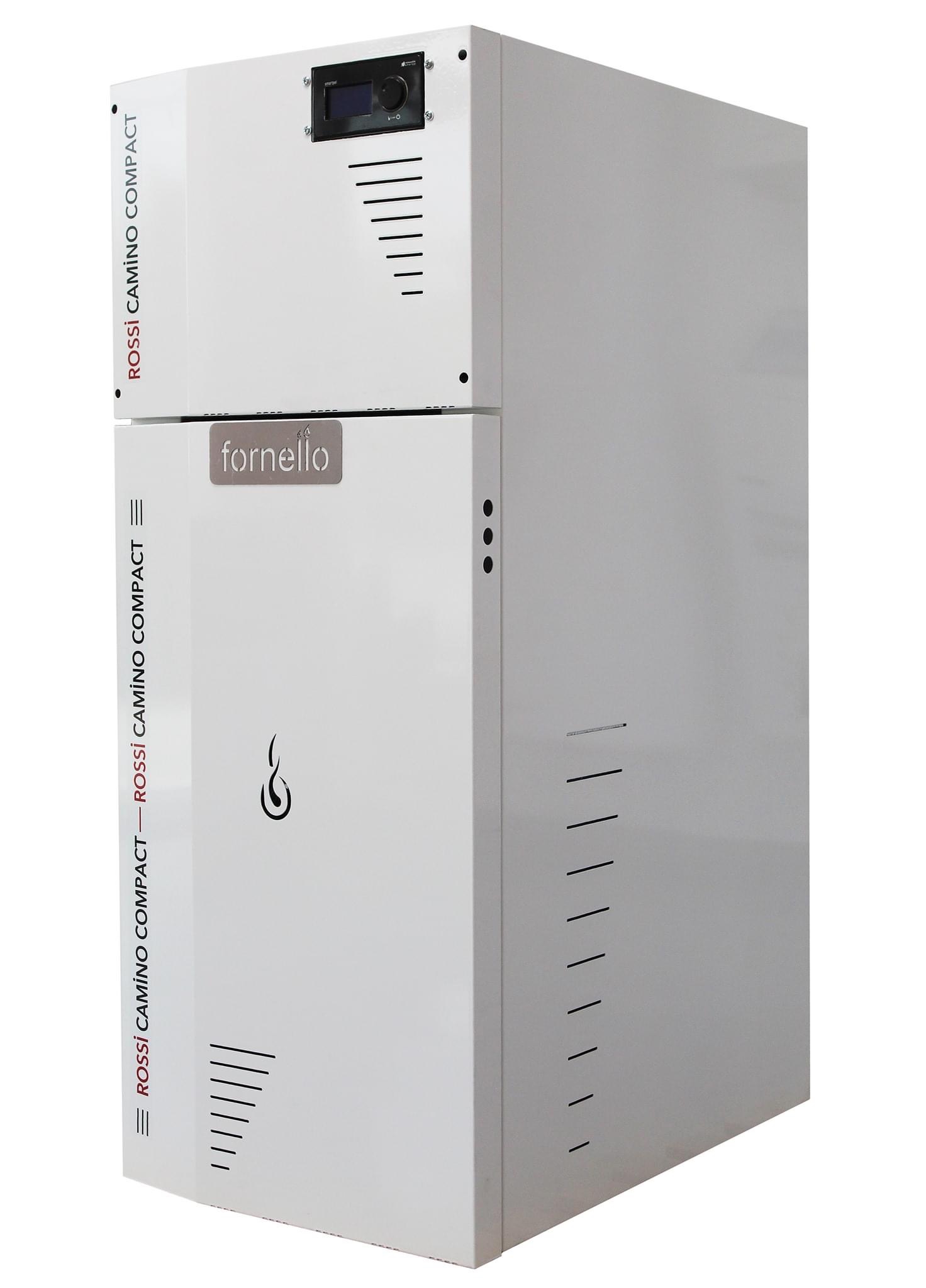 Pachet control de la distanta Centrala termica pe peleti Fornello Rossi Camino Compact 35 kw pompa vas expansiune tiraj fortat arzator inox si termostat Wi-Fi Salus IT 800