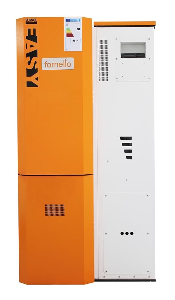 Pachet control de la distanta Centrala pe peleti  Fornello Slimpel Easy 25 kw arzator inox sistem curatare arzator pompa tiraj fortat buncar 135 litri A+ si termostat Wi-Fi Salus IT 800