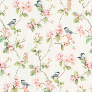Tapet superlavabil  Rasch  model floral cu pasari  cod 970708