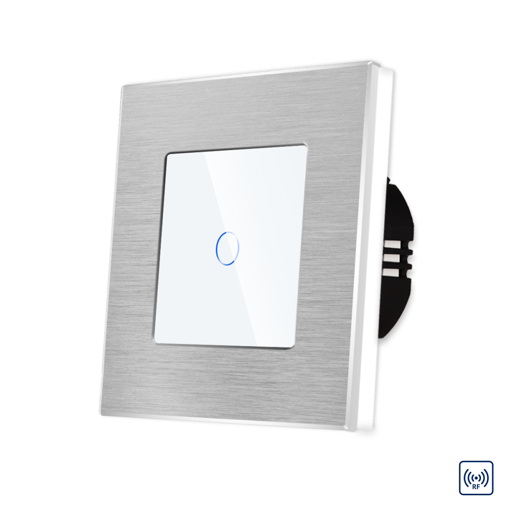 Intrerupator Simplu cu Touch din Sticla si Rama de Aluminiu LUXION, RF433
