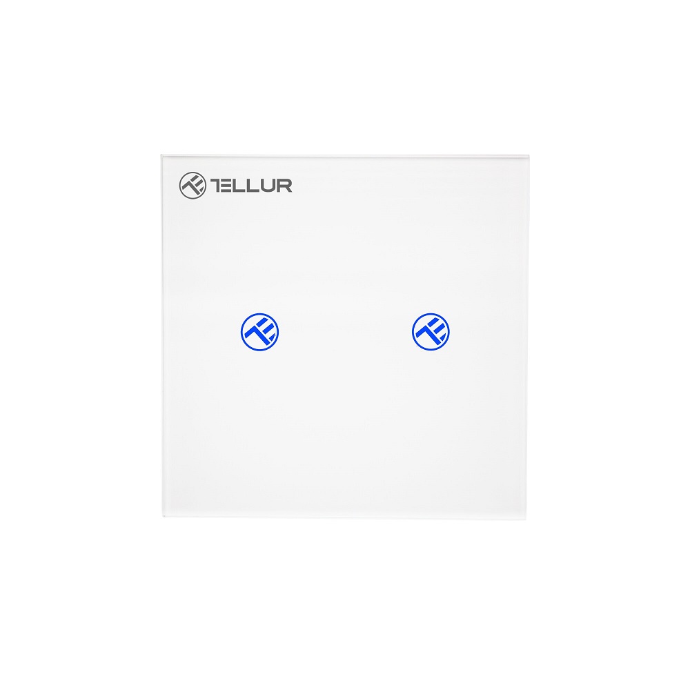 Intrerupator Dublu Wi-Fi cu Touch din Sticla Tellur, SS2N, 2 Porturi