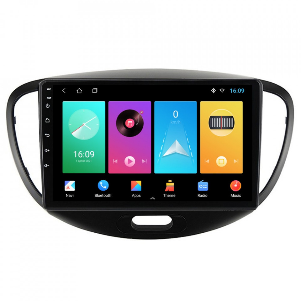 Navigatie dedicata cu Android Hyundai i10 2007 - 2013, 1GB RAM, Radio GPS Dual Zone, Display HD IPS 9" Touchscreen, Internet Wi-Fi, Bluetooth, MirrorLink, USB