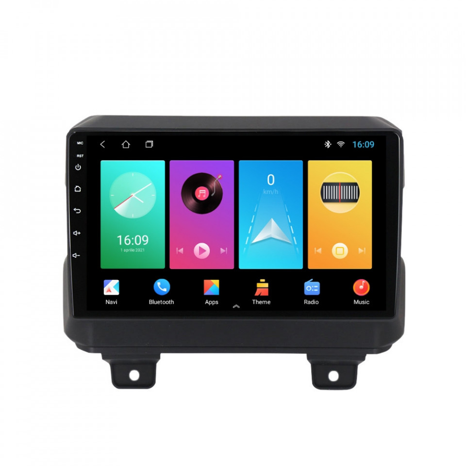 Navigatie dedicata cu Android Jeep Wrangler IV dupa 2018, 1GB RAM, Radio GPS Dual Zone, Display HD IPS 9" Touchscreen, Internet Wi-Fi, Bluetooth, MirrorLink, USB