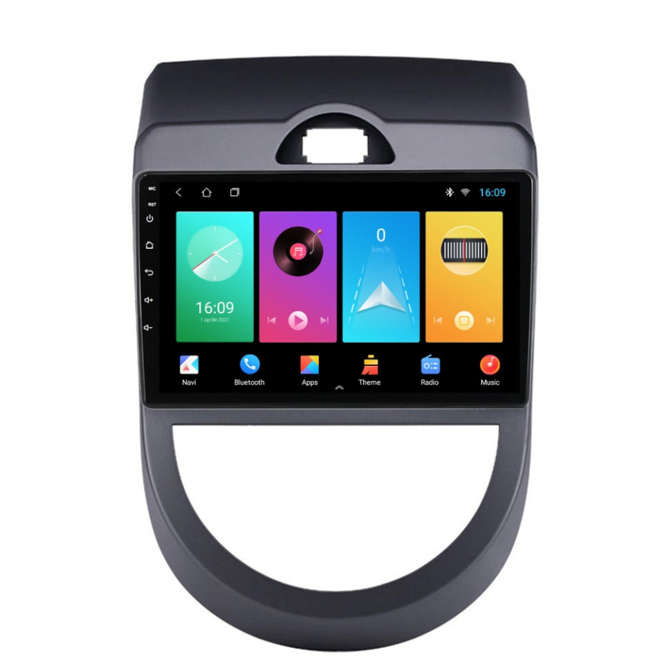 Navigatie dedicata cu Android Kia Soul 2009 - 2013, 1GB RAM, Radio GPS Dual Zone, Display HD IPS 9" Touchscreen, Internet Wi-Fi, Bluetooth, MirrorLink, USB