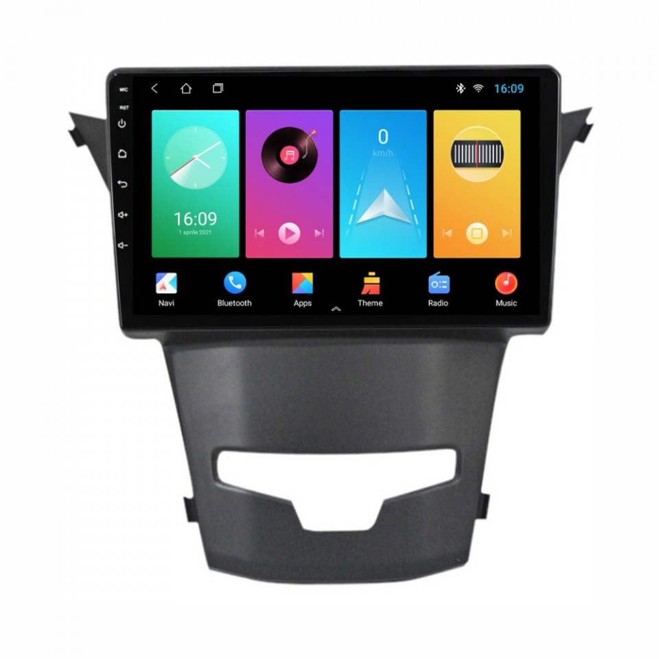 Navigatie dedicata cu Android Ssangyong Korando 2013 - 2019, 1GB RAM, Radio GPS Dual Zone, Display HD IPS 9" Touchscreen, Internet Wi-Fi, Bluetooth, MirrorLink, USB
