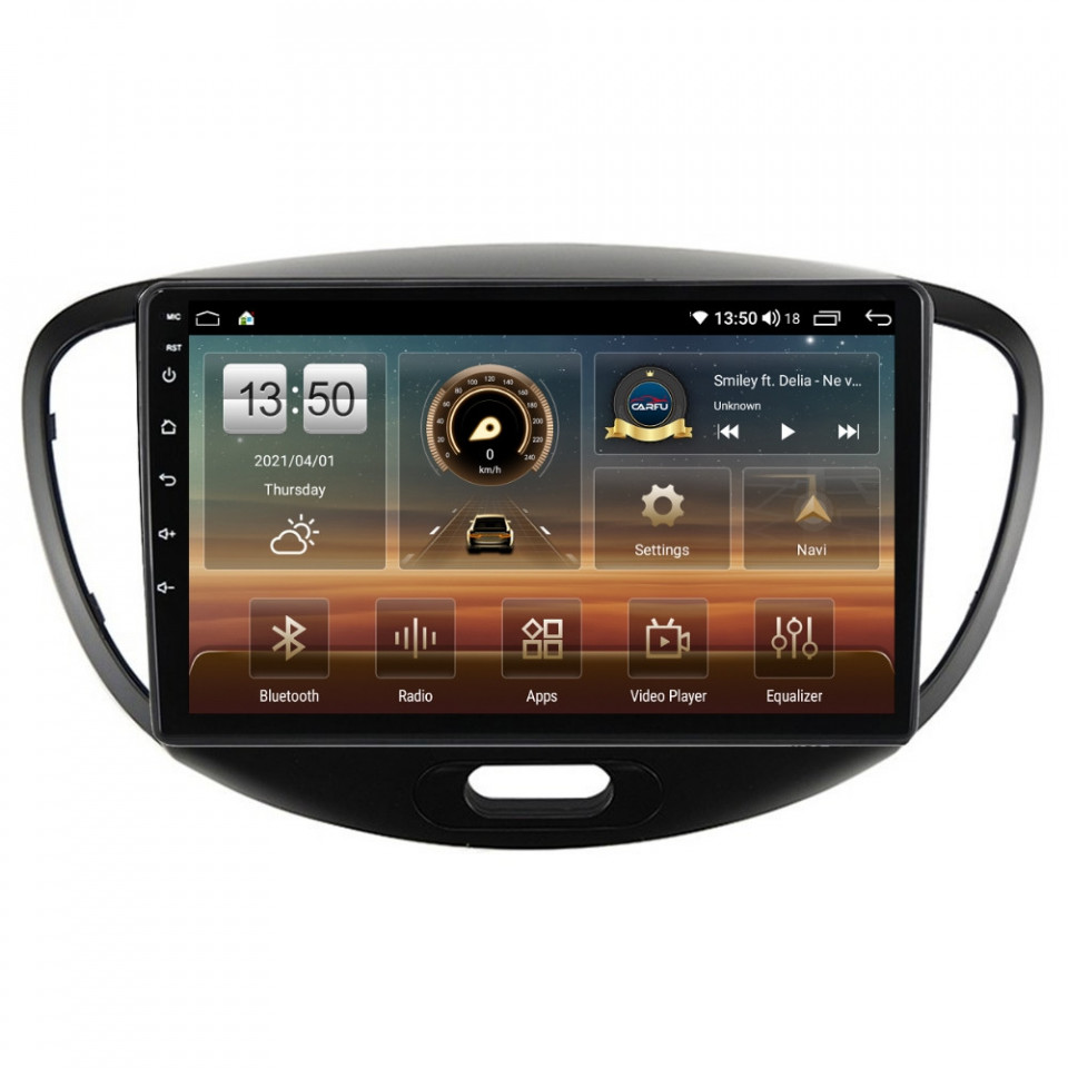 Navigatie dedicata cu Android Hyundai i10 2007 - 2013, 4GB RAM, Radio GPS Dual Zone, Display HD QLED 9" Touchscreen, Internet Wi-Fi si slot SIM 4G, Bluetooth, MirrorLink, USB