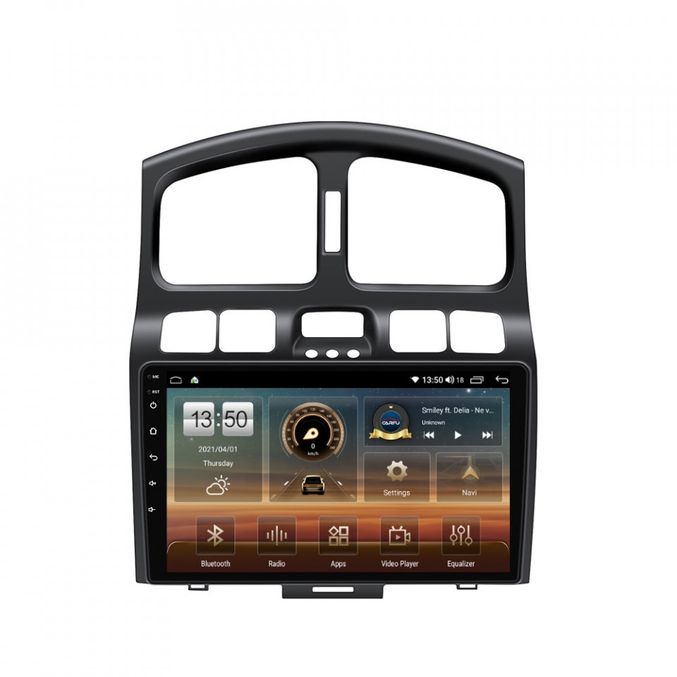 Navigatie dedicata cu Android Hyundai Santa Fe I 2000 - 2006, 4GB RAM, Radio GPS Dual Zone, Display HD QLED 9" Touchscreen, Internet Wi-Fi si slot SIM 4G, Bluetooth, MirrorLink, USB