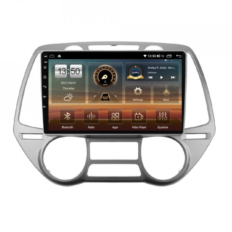 Navigatie dedicata cu Android Hyundai i20 2008 - 2012, clima automata, 4GB RAM, Radio GPS Dual Zone, Display HD QLED 9" Touchscreen, Internet Wi-Fi si slot SIM 4G, Bluetooth, MirrorLink, USB