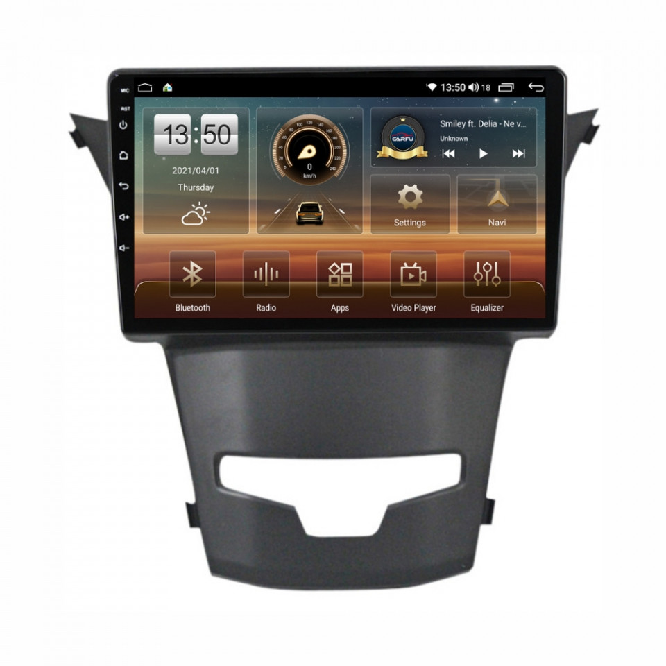 Navigatie dedicata cu Android Ssangyong Korando 2013 - 2019, 4GB RAM, Radio GPS Dual Zone, Display HD QLED 9" Touchscreen, Internet Wi-Fi si slot SIM 4G, Bluetooth, MirrorLink, USB