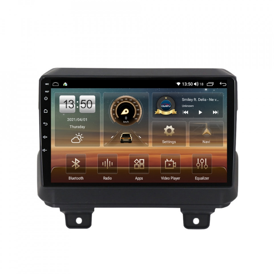 Navigatie dedicata cu Android Jeep Wrangler IV dupa 2018, 6GB RAM, Radio GPS Dual Zone, Display HD QLED 9" Touchscreen, Internet Wi-Fi si slot SIM 4G, Bluetooth, MirrorLink, USB