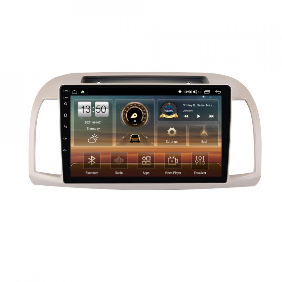 Navigatie dedicata cu Android Nissan Micra III 2003 - 2010, 6GB RAM, Radio GPS Dual Zone, Display HD QLED 9" Touchscreen, Internet Wi-Fi si slot SIM 4G, Bluetooth, MirrorLink, USB