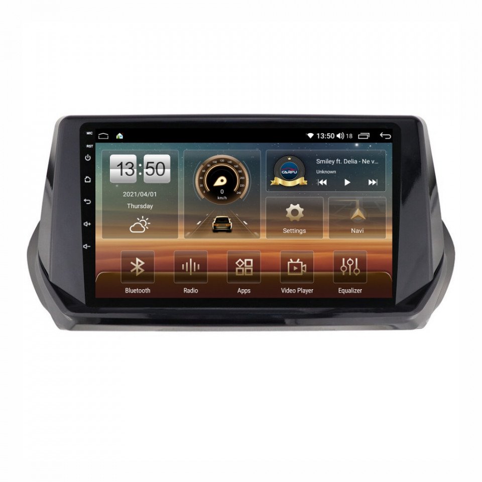 Navigatie dedicata cu Android Peugeot 2008 II dupa 2019, 8GB RAM, Radio GPS Dual Zone, Display HD QLED 9" Touchscreen, Internet Wi-Fi si slot SIM 4G, Bluetooth, MirrorLink, USB