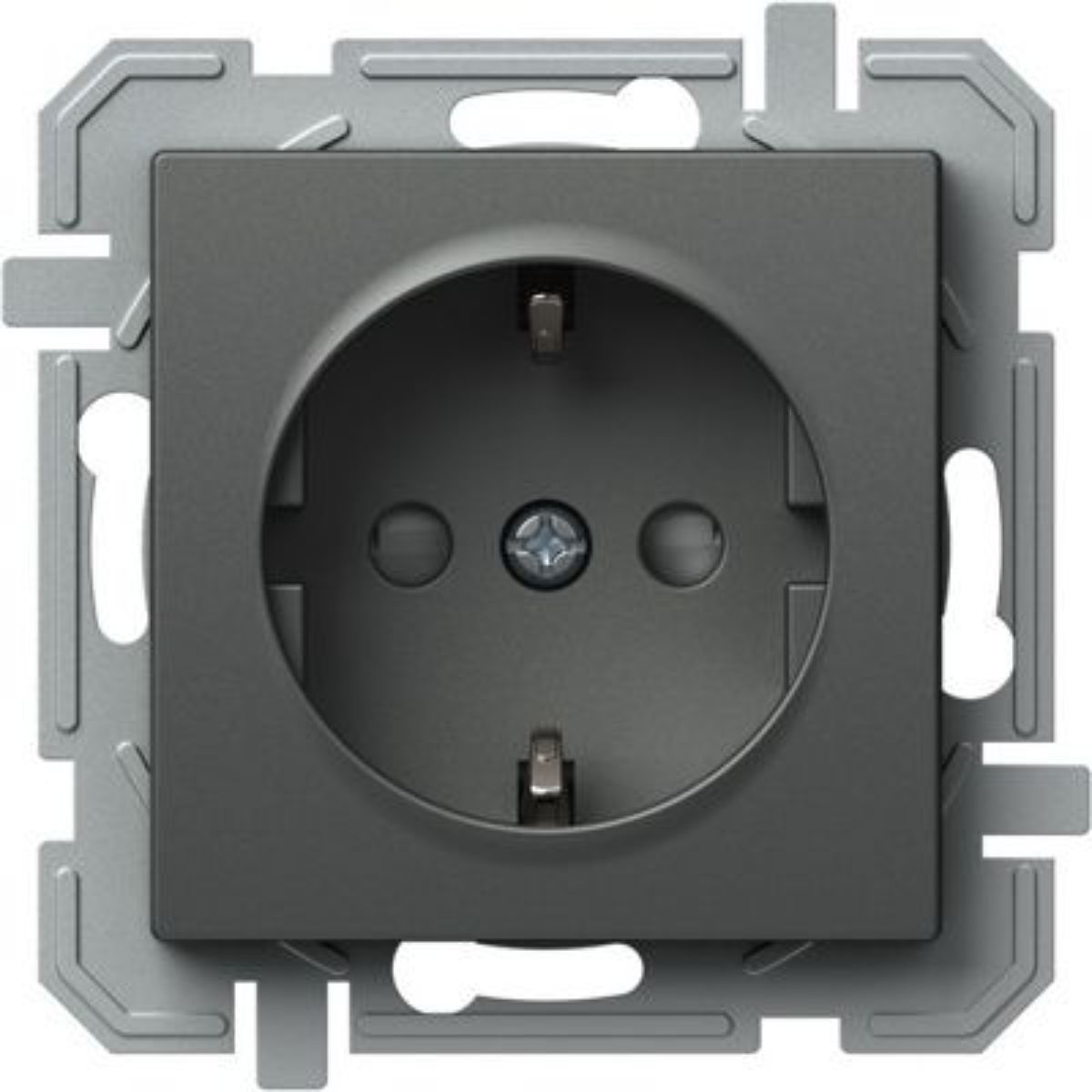 Priza simpla Tem Schuko, interior, PVC, antracit, 16 A, 250 V