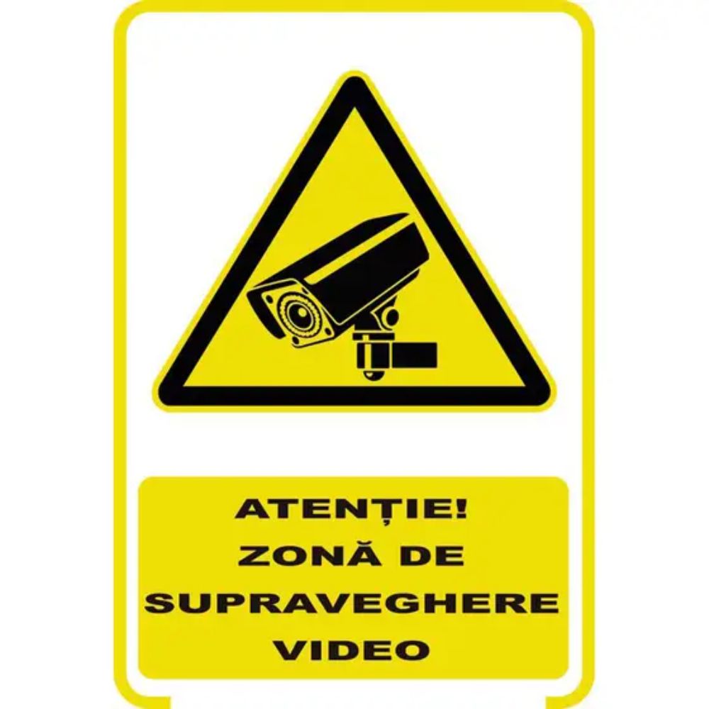 Semn atentie supraveghere video A5, 15 x 20 cm