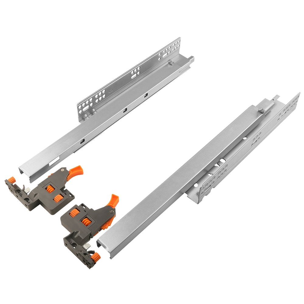Glisiera ascunsa OT cu clipsuri, otel + plastic, zincat, max 35 kg, 400 mm