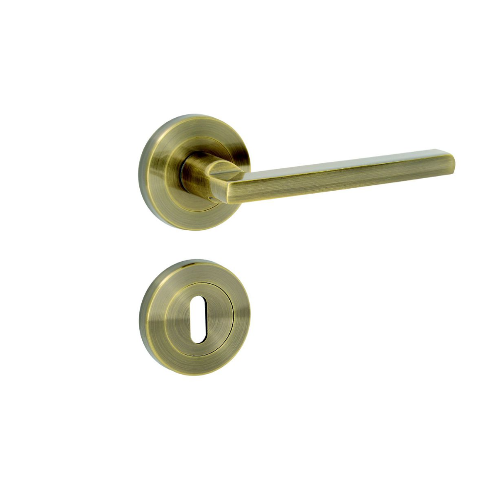 Set manere Yale Cortina, cu rozeta, aluminiu, auriu, 6 x 19 x 19 cm