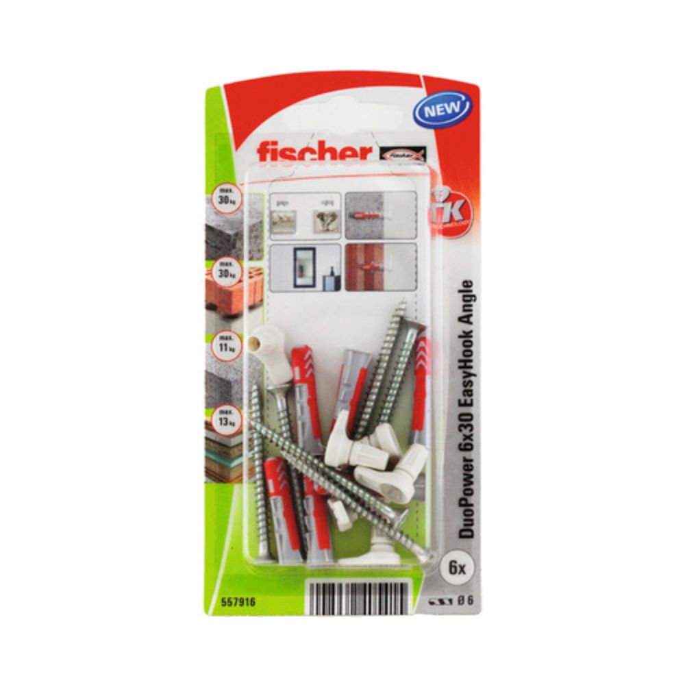 Diblu cu surub Fischer Duopower, nylon, 6 x 30 mm, 6 bucati