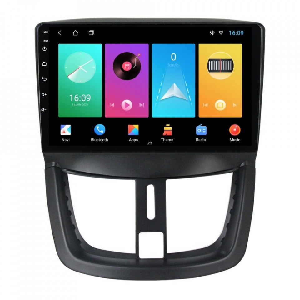 Navigatie dedicata cu Android Peugeot 206+ 2009 - 2014, 1GB RAM, Radio GPS Dual Zone, Display HD IPS 9" Touchscreen, Internet Wi-Fi, Bluetooth, MirrorLink, USB