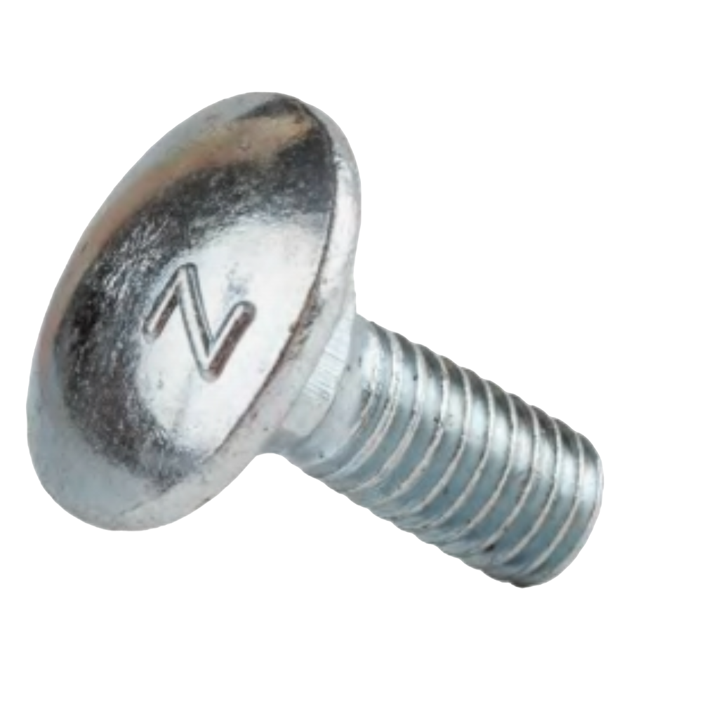 Surub cu cap bombat si gat patrat, otel zincat alb, 8 x 50 mm, 10 buc