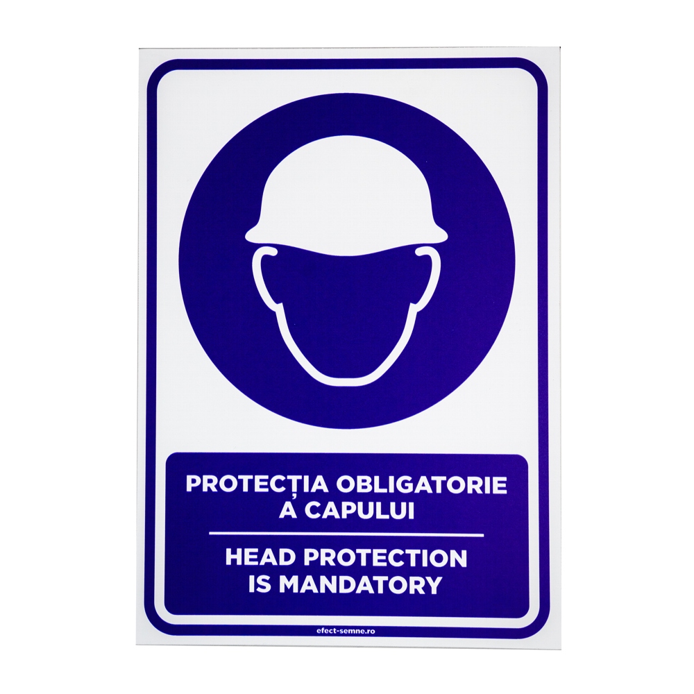 Semn protectia obligatorie a capului A5, 30 x 20 cm