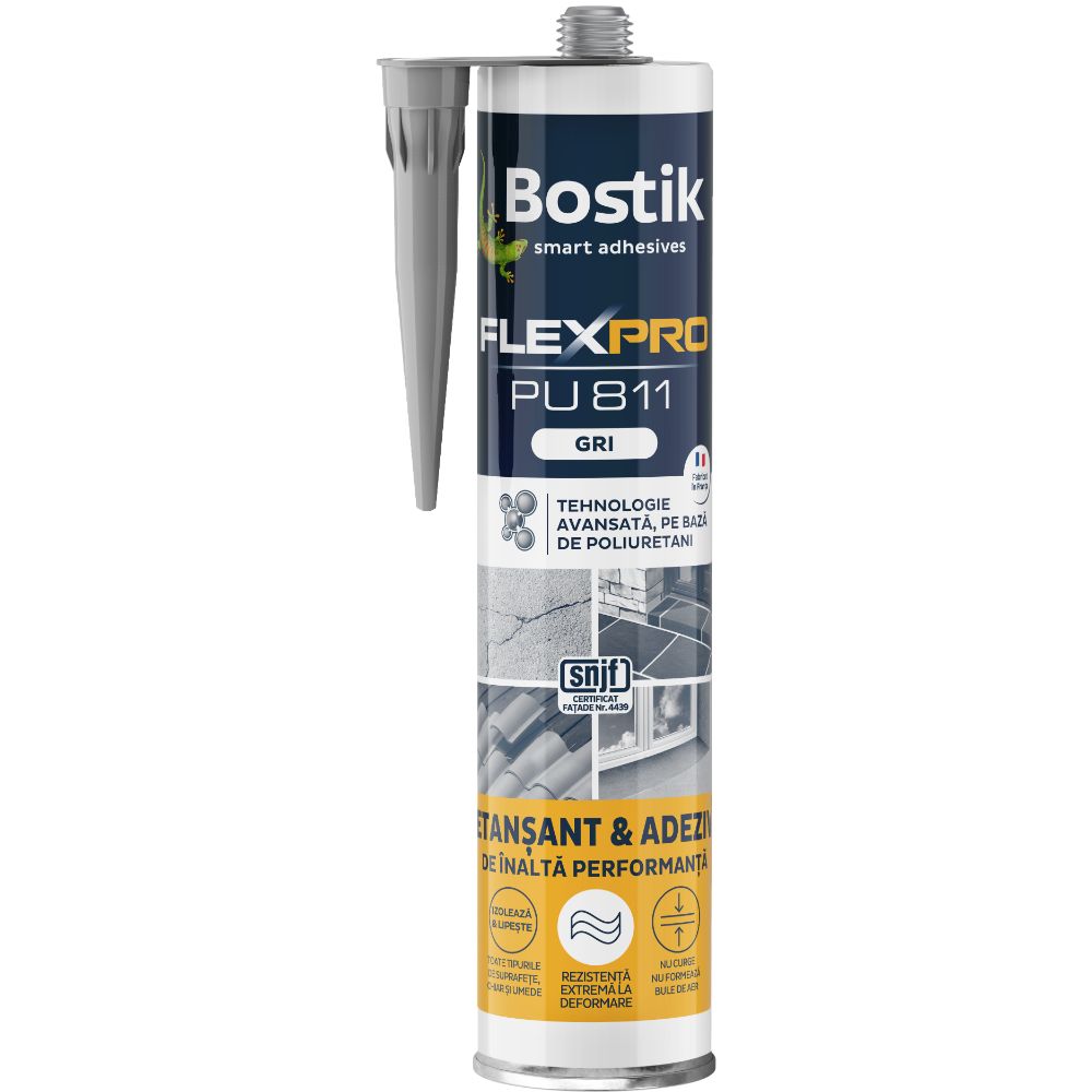 Etansant si adeziv poliuretanic, Bostik Flexpro PU 811, gri antracit, 300 ml