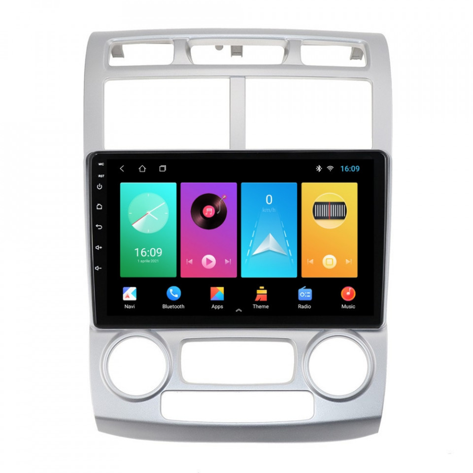 Navigatie dedicata cu Android KIA Sportage 2004 - 2010 fabricata in Coreea, clima automata, 1GB RAM, Radio GPS Dual Zone, Display HD IPS 9" Touchscreen, Internet Wi-Fi, Bluetooth, MirrorLink, USB