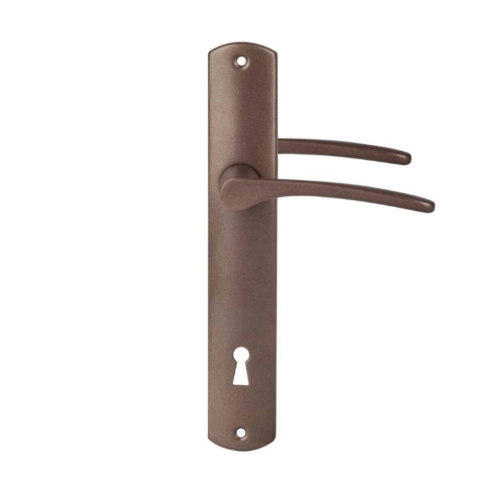 Maner usa interior/exterior Ariadna, cu sild, maro, deschidere pe dreapta, 90 mm