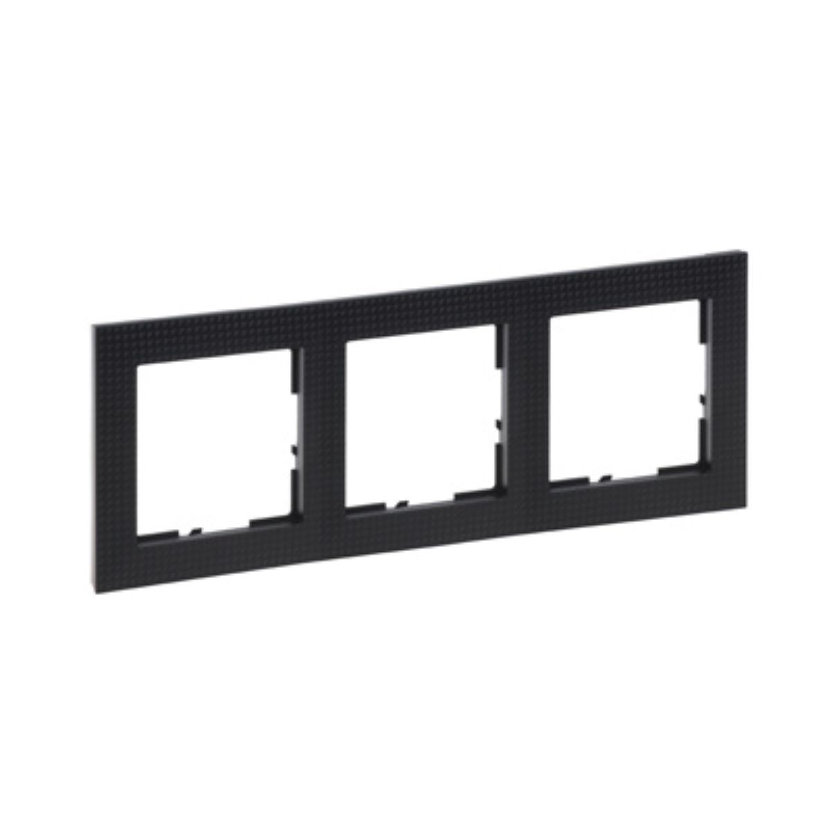 Rama de aparataj Legrand, New Suno, 3 module, PVC, negru cadrilat