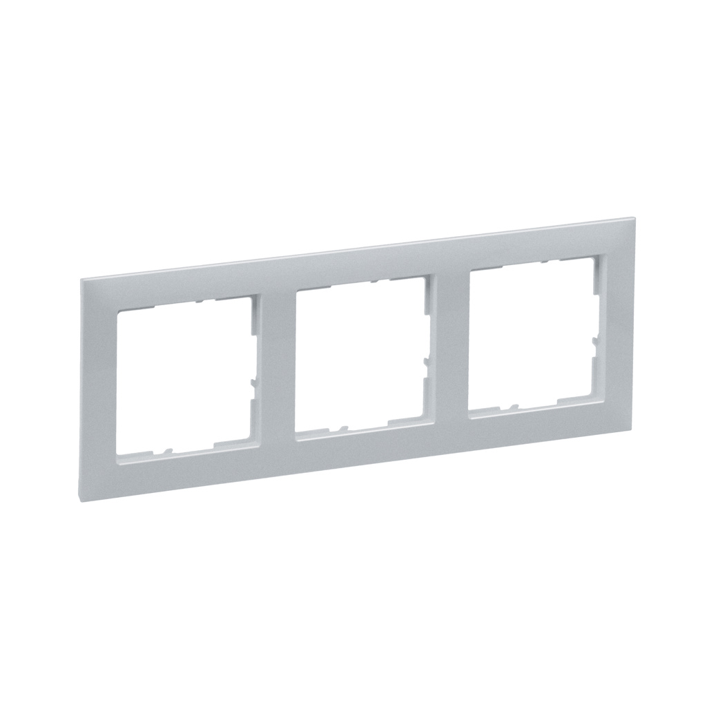 Rama de aparataj Legrand, New Suno, 3 module, PVC, aluminiu