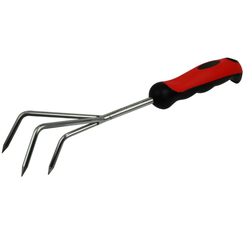 Mini-cultivator Evotools, otel, 3 dinti, maner lemn