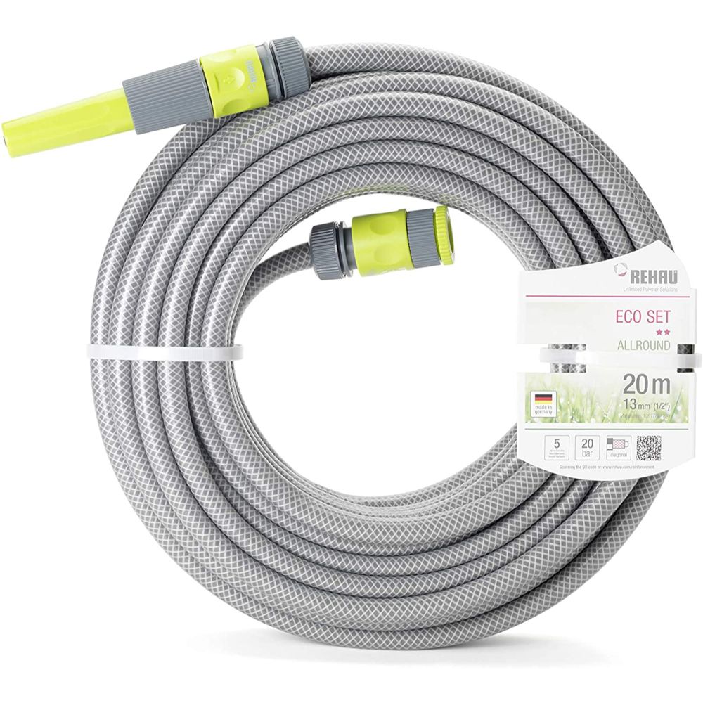 Furtun de gradina Rehau Eco Line, armat, utilizare normala, gri, 1/2 inch, 20 m