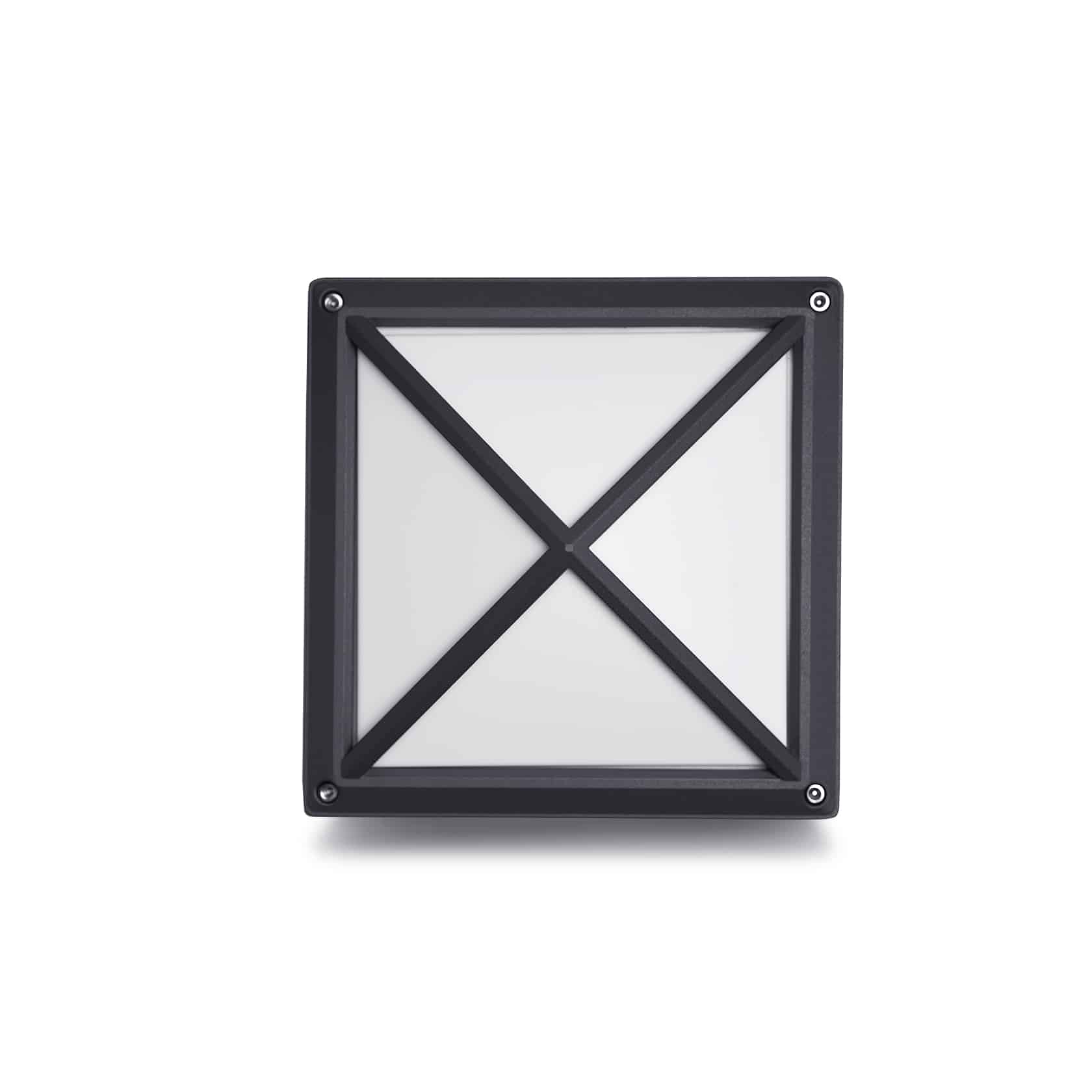 Aplica perete Hepol 1XE27, otel inoxidabil, 1 x E27, 18 W, antracit, forma patrata, 215 x 215 x 118 cm