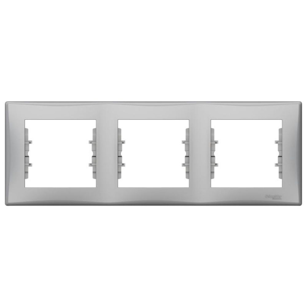 Rama de aparataj Schneider, Sedna, 3 module, PVC, aluminiu