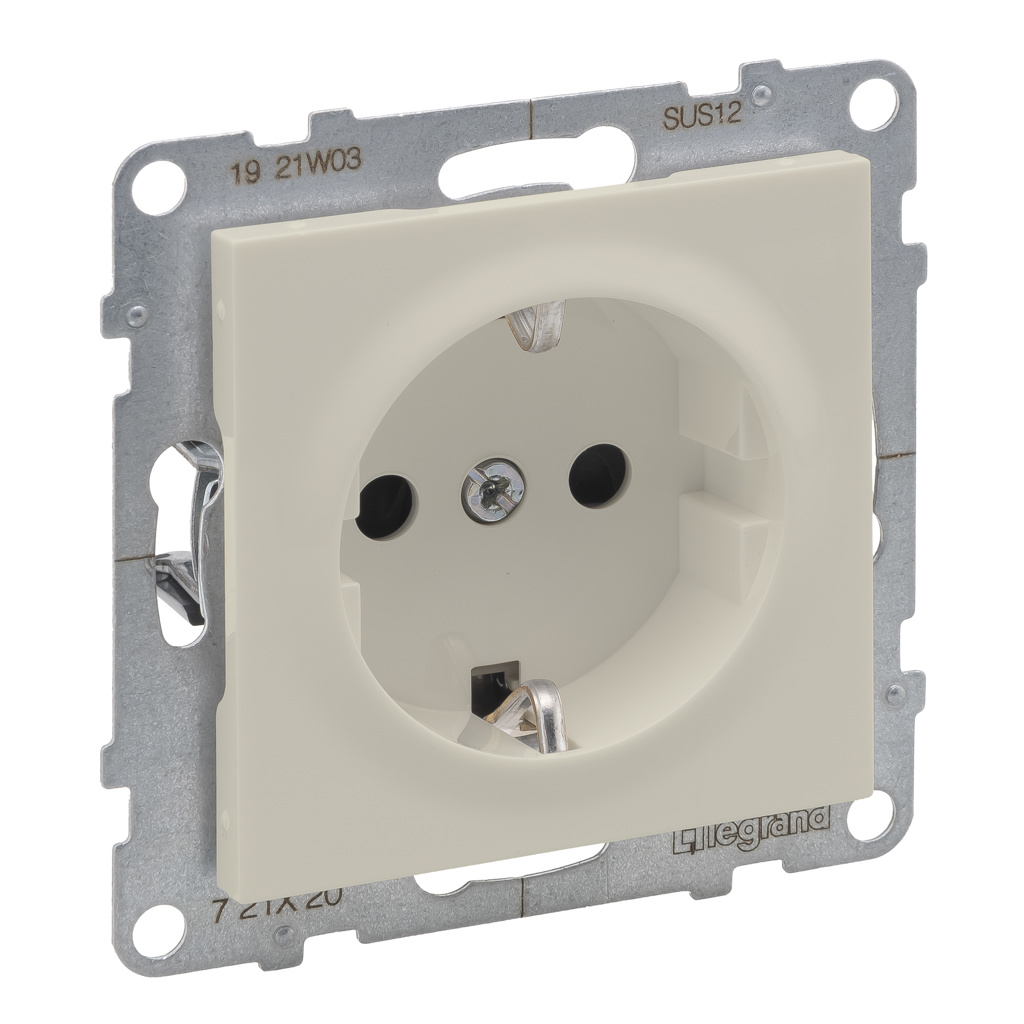 Priza simpla Legrand, configuratie 2P+T, crem, 16 A x 250 V