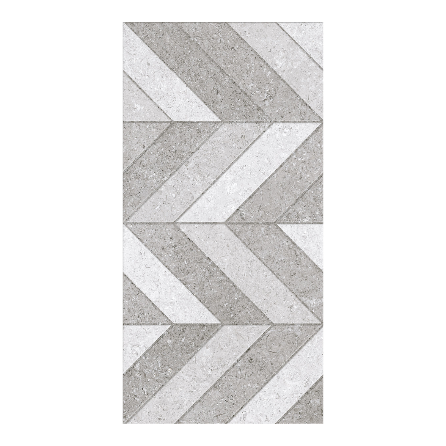 Decor ceramica Kai Palazzo Zig-Zaggery, finisaj lucios, alb si gri, model geometric, 30 x 60 cm