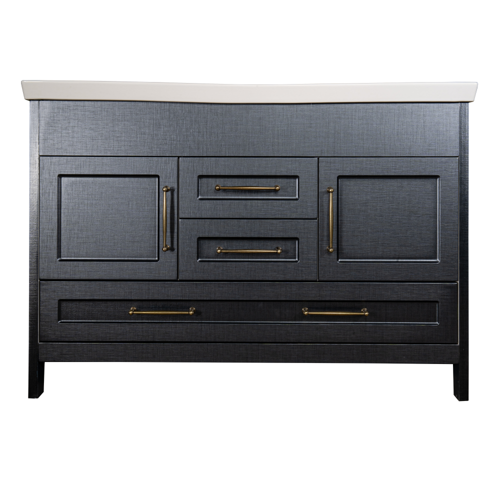 Baza cu lavoar dublu Sanitop Monart, MDF-PAL, gri, 120 x 45 x 81 cm
