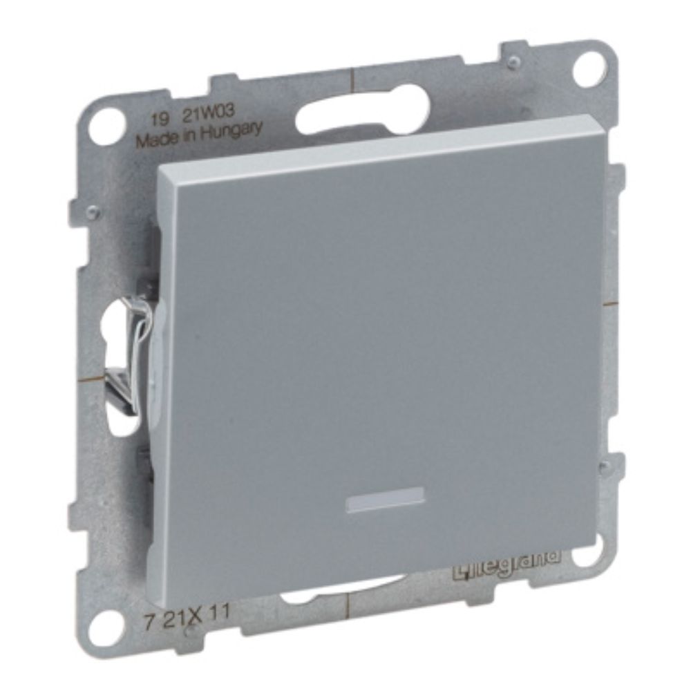 Intrerupator simplu Legrand, New Suno, L721311, IP44, montaj incastrat, aluminiu, 72.9 x 72.9 x 40 mm